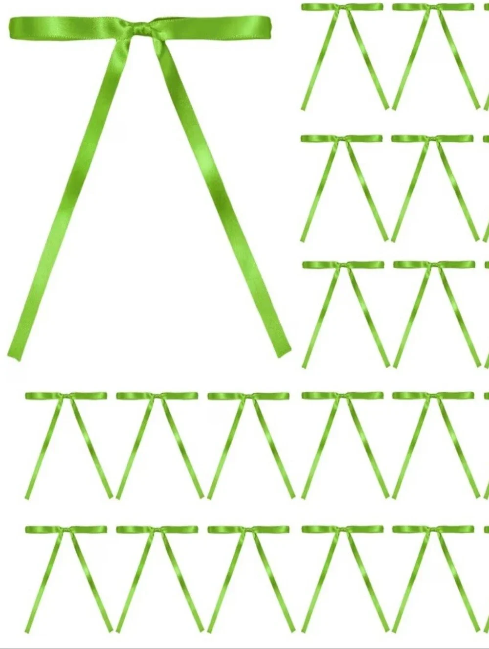 Bright Lime Green Satin Ribbon Bows. 30 count. NWT.